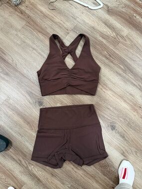 Aritzia Butter Brown Workout Set